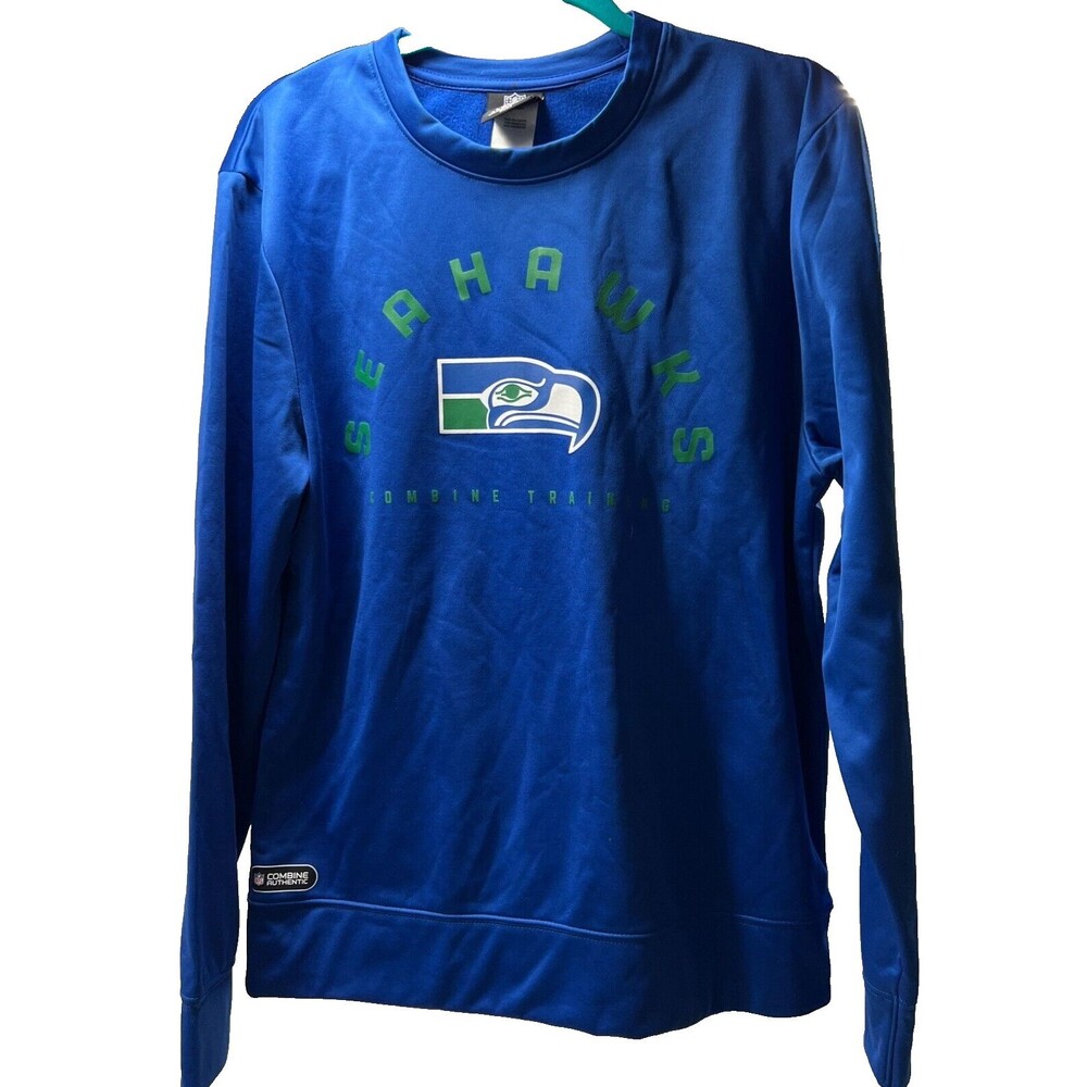 men size medium Seattle Seahawks sweatshirt hood Combine Authentic blue team nfl